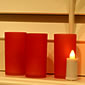 Flameless Red Glass Votive Set Of 3