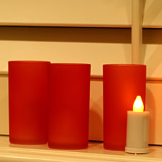 Flameless Red Glass Votive Set Of 3