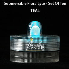 Teal Submersible Floral TeaLights Set Of 10