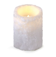 White Heavy Textured LED 4 Inch Flameless Candle - Timer