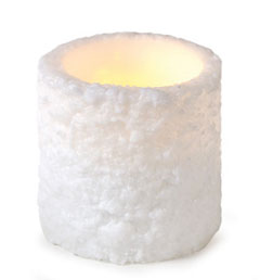 White Heavy Textured LED 6 x 6 Inch Flameless Candle - Timer