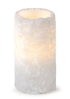 White Heavy Textured LED 6 Inch Flameless Candle - Timer