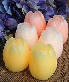 Set of 6 Carved Wax Tulips