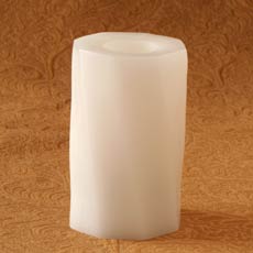 6 Inch Octagon White Flameless Candle