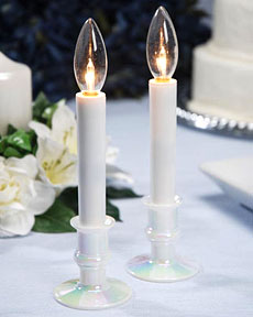 Flameless Candlestick - Set of 2 - Pearlized Bases