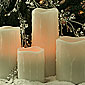 Flameless Set of 4 White Unscented Christmas Candles