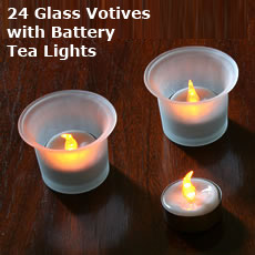 24 Pcs Case Pack Flameless Tea Light Votive Frosted White