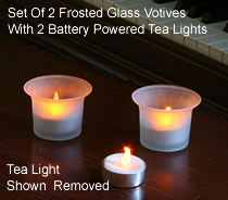 Flameless Tea Light Votive Frosted White Set Of 2