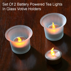 Flameless Tea Light Votive Frosted White Set Of 2