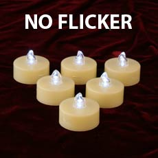 No Flicker White Flameless Tea Light - Set of 6