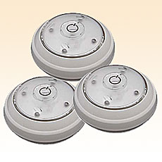 Flameless LED White Puck Light Set of 3