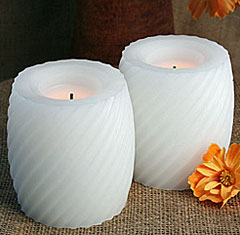 4 Inch Flameless Diagonal Design Hurricane Set-2 Timer