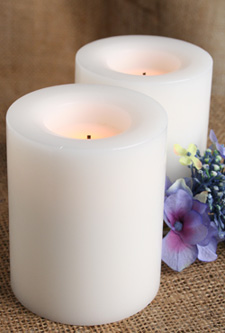 4 Inch Set of 2  White Round Flameless Candles
