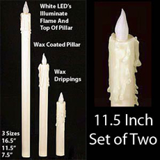 White Flameless Taper Candle 11.5 Inch - Set of 2 White Flame