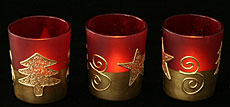 Red and Gold Christmas Votive Tea Light Set