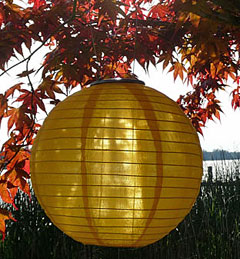 Yellow Outdoor Solar Powered Lantern with White LED