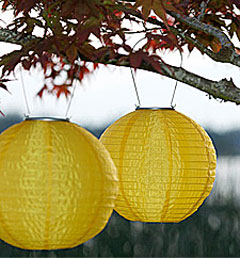 Yellow Outdoor Solar Powered Lantern with White LED