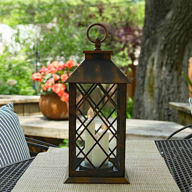 Flamelesscandles 3 Taper Candle Lantern Antique Bronze 12 Inch