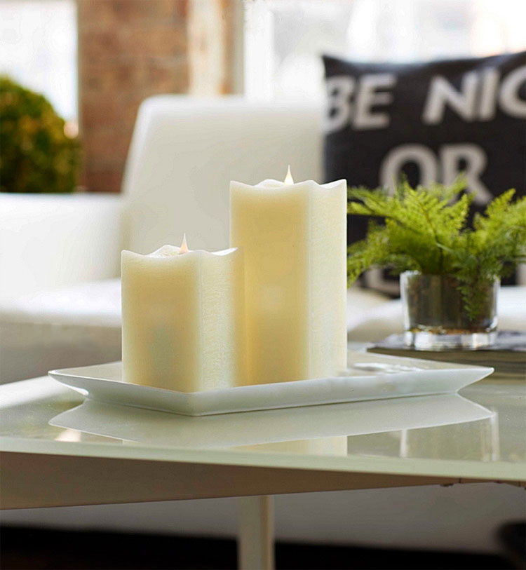 Flamelesscandles 5 Inch Square Simplux Moving Flame Candle Remote Ready