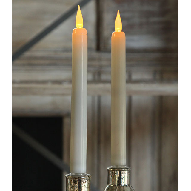 Flamelesscandles Flameless Taper Candle Set of 2 Amber Flame 9 Inch