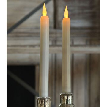 Flameless Taper Candle Set of 2 Amber Flame 9 Inch  - Timer