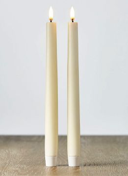 11 Inch UYUNI Flameless Taper Candles (Ivory) Set 2