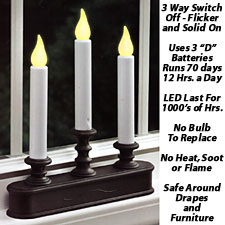 Flameless Three Tier Battery Window Candle - Aged Bronze