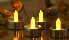 Gold and Silver  Metallic Flameless  TeaLight Set Of 4