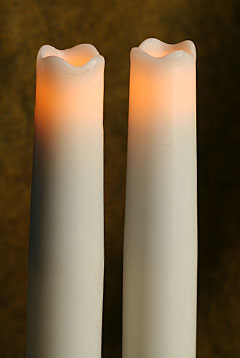 9 Inch  White Taper Candles Set of 2 - Melted Edge