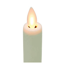 Dancing Flame 8 Inch Ivory Flameless Wax Taper - Timer