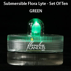 Green Submersible Floral TeaLights Set Of 10