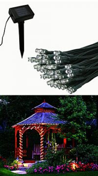 Solar Powered  White  LED String Lights - 50 Bulb
