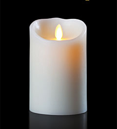 Dancing Flame 5 Inch Ivory Flameless Wax Candle - Timer - Remote Ready