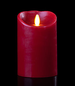 Dancing Flame 7 Inch Burgundy Flameless Wax Candle - Timer - Remote Ready