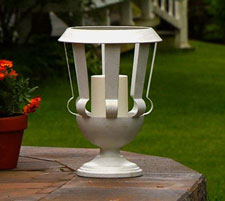 Outdoor Large Hurricane Candle Lantern  Antique White - Timer