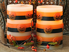 Flameless Halloween Candle Pumpkin Face Set of 2